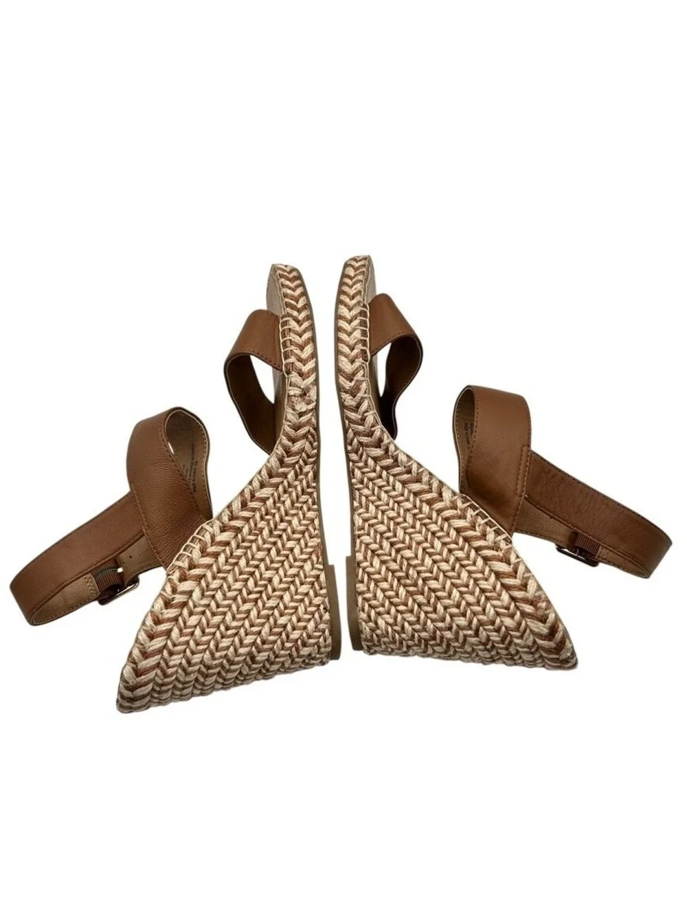 Steve Madden Women Tan Leather Espadrille Wedge Sandals Ankle Strap Size 11M